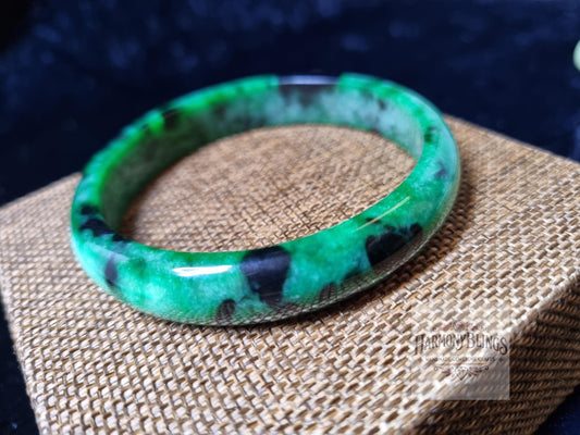 60mm Inner Diameter - Certified Natural Green Jadeite Bangle, Jade Bracelet Vintage Jewelry Perfect Christmas New Year Gift