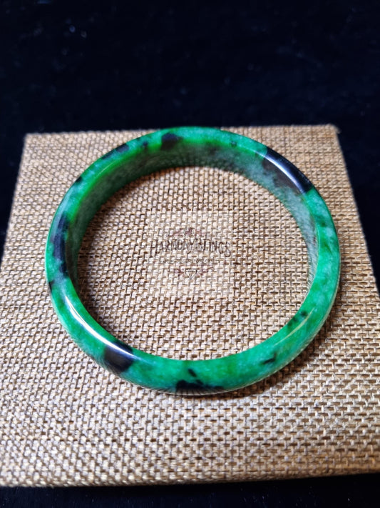 60mm Inner Diameter - Certified Natural Green Jadeite Bangle, Jade Bracelet Vintage Jewelry Perfect Christmas New Year Gift