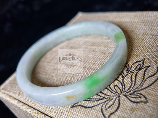 55mm Certified Natural White Jade Bangle Bracelet  Unique Stone Patterns, Vintage Jewelry, Perfect Christmas & New Year Gift