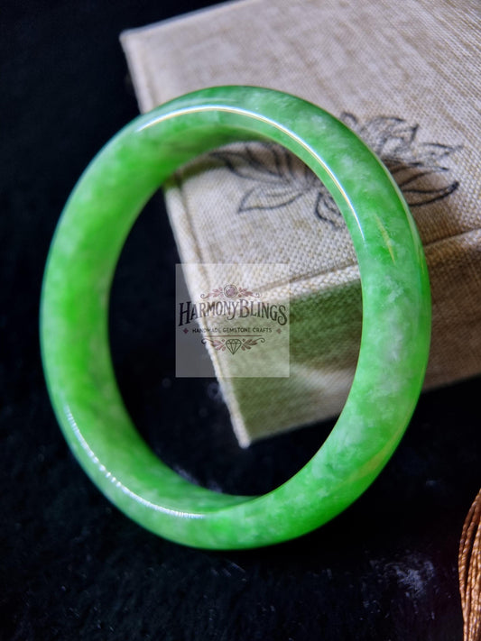 60mm Green Jade Bangle - Unique Collection, One-of-a-Kind - Perfect Christmas & New Year Gift - Exclusive Jewelry Piece