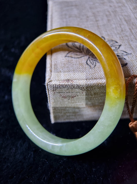 Rare 56mm Yellow Jade Bangle - One-of-a-Kind Unique Collection - Perfect Christmas & New Year Gift - Exclusive Jewelry Piece