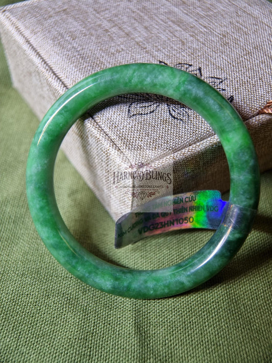 54mm Dark Green Jade Bangle - Unique Collection, One-of-a-Kind - Perfect Christmas & New Year Gift - Exclusive Jewelry Piece