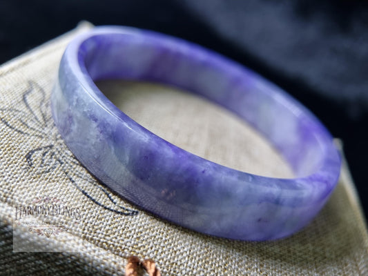 57mm Purple Jade Bangle - Unique Collection, One-of-a-Kind - Perfect Christmas & New Year Gift - Exclusive Jewelry Piece