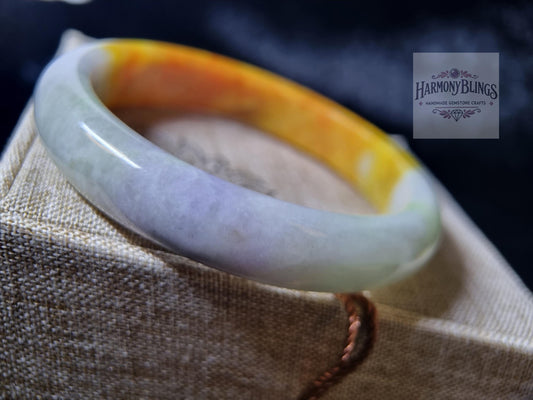 58mm High-Quality Natural Yellow-White Jade Bangle Bracelet  Vintage Jewelry, Ideal for Christmas & New Year Gifts