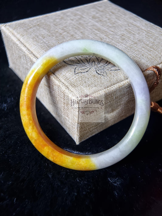 58mm High-Quality Natural Yellow-White Jade Bangle Bracelet  Vintage Jewelry, Ideal for Christmas & New Year Gifts