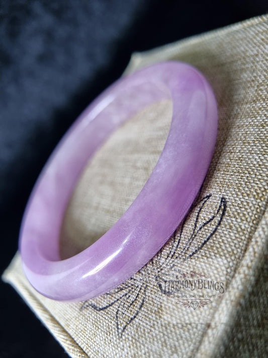 Vintage Purple Jadeite Bangle - Certified Natural Jade Bracelet, Timeless Jewelry, Perfect Gift for Christmas & New Year