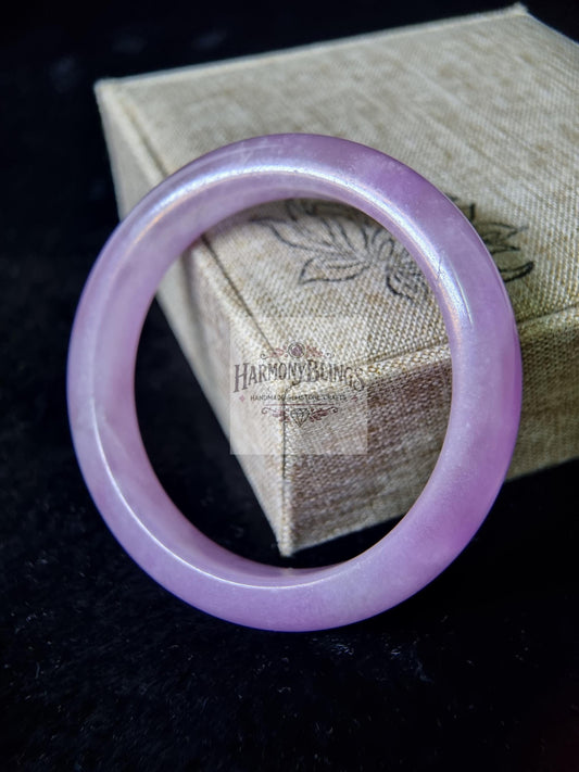 Vintage Purple Jadeite Bangle - Certified Natural Jade Bracelet, Timeless Jewelry, Perfect Gift for Christmas & New Year