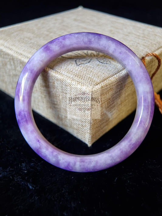 54mm Vintage Purple Jadeite Bangle - Certified Natural Jade Bracelet, Timeless Jewelry, Perfect Gift for Christmas & New Year