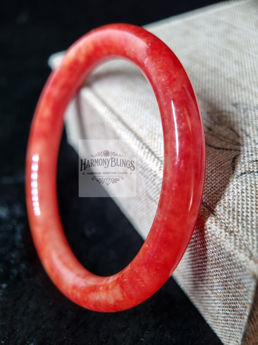 Premium Deep Red Jadeite Bangle, Natural Jade Bracelet, Vintage-Inspired Jewelry, Ideal Christmas & New Year Gift