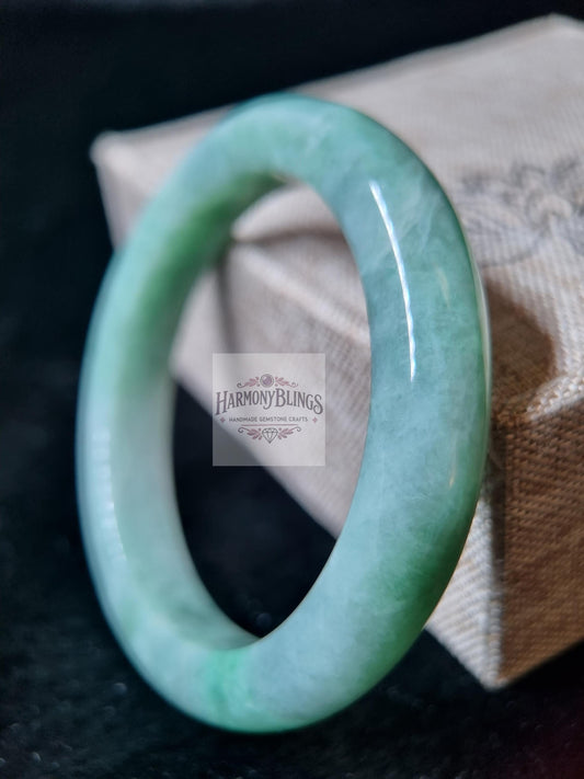 50mm Light Green Natural Jade Bangle, High-Quality Rare Gift, Rare Gift for Christmas, New Year, Lucky Feng Shui Bracelet