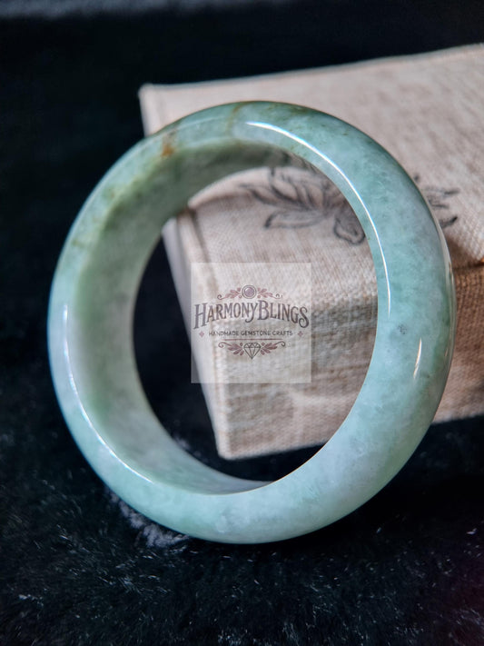 58mm Light Green Natural Jade Bangle, High-Quality Rare Gift, Rare Gift for Christmas, New Year, Lucky Feng Shui Bracelet