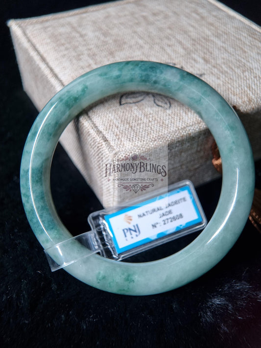 60mm Grayish Green Jade Bangle - Feng Shui Bracelet, Lucky Charm, Christmas & New Year Gift