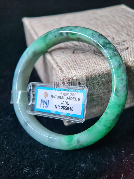 Green Jade Bangle 55mm - Certified by PNJ, Feng Shui Bracelet, Perfect Lucky Gift for Christmas & New Year